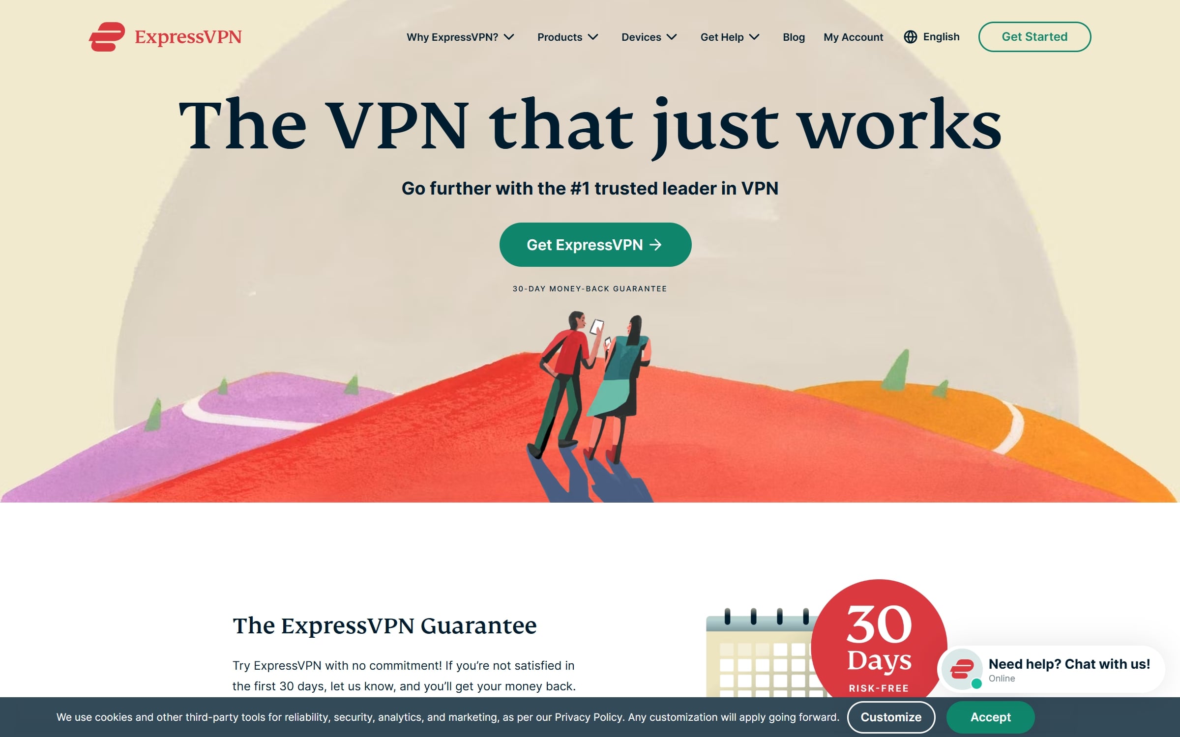 Screenshot of ExpressVPN's homepage