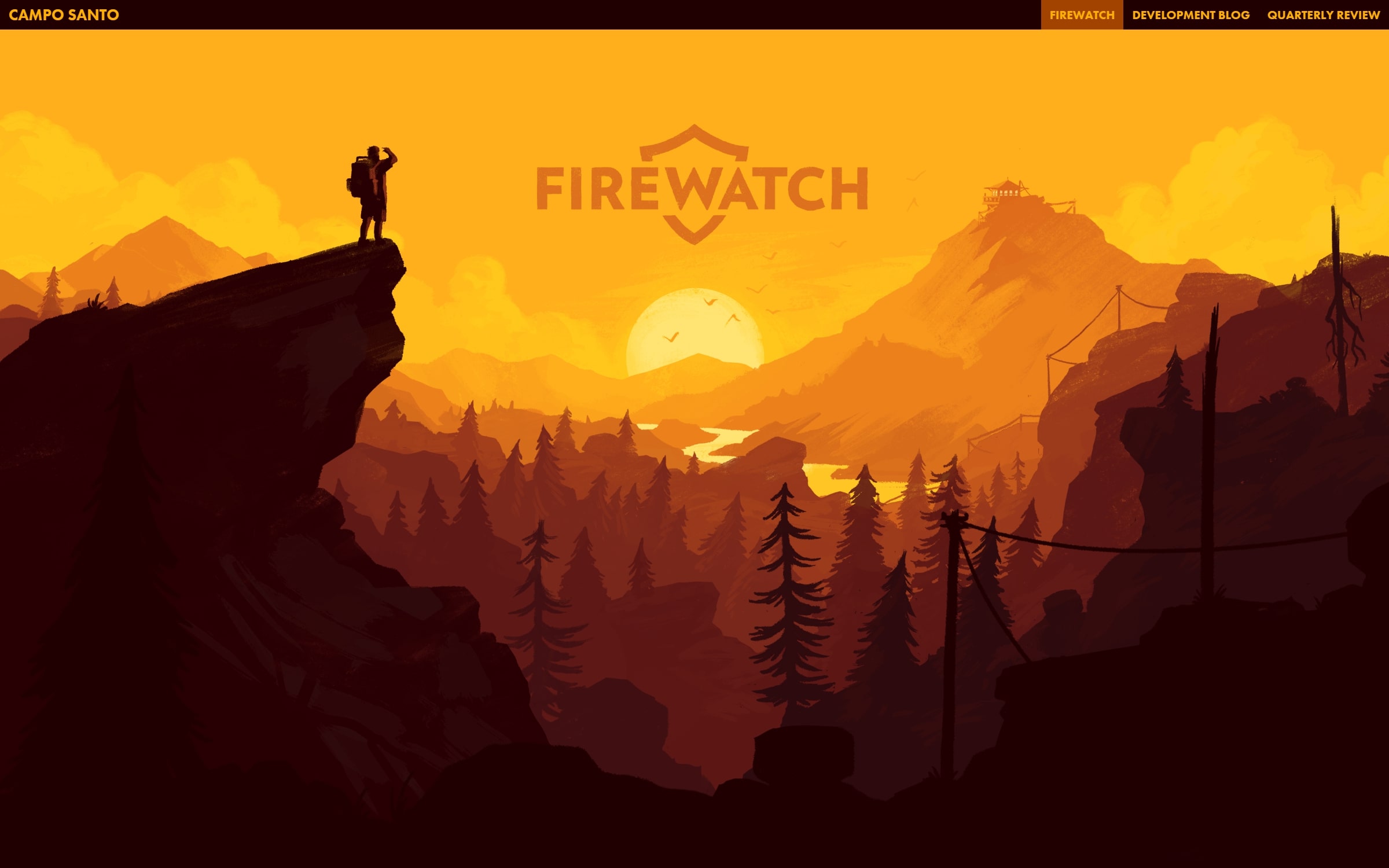 Screenshot of Firewatch' homepage