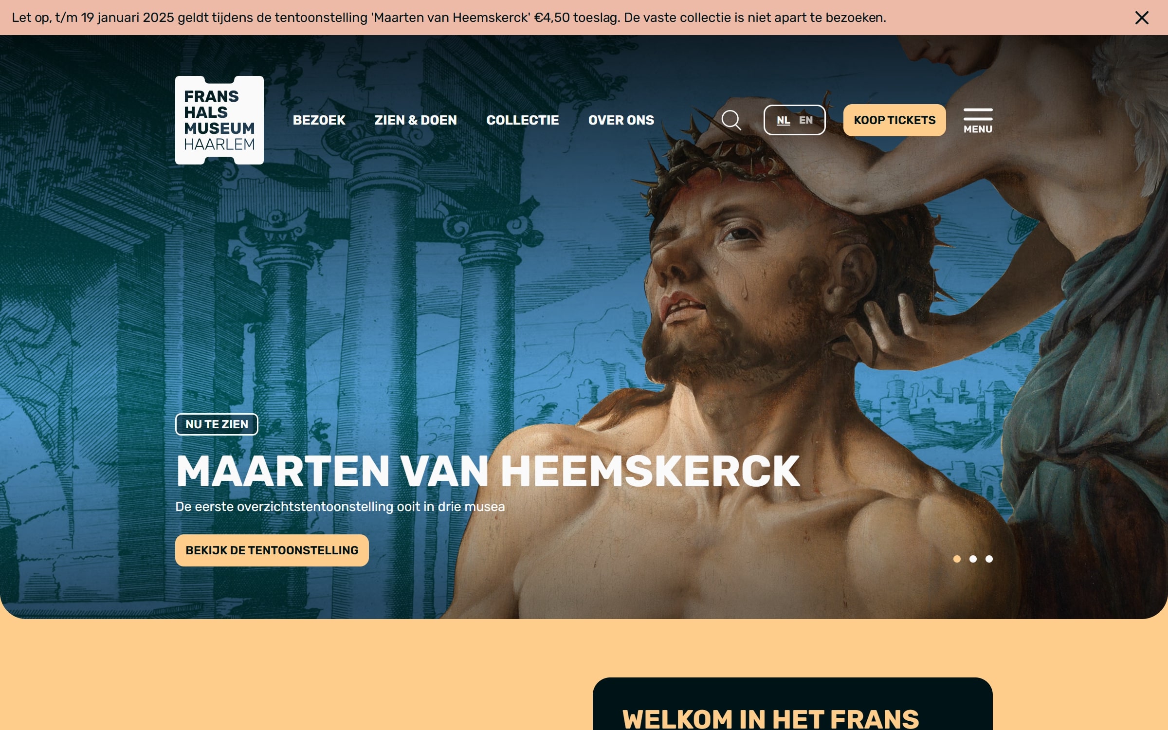 Screenshot of Frans Hals Museum's homepage