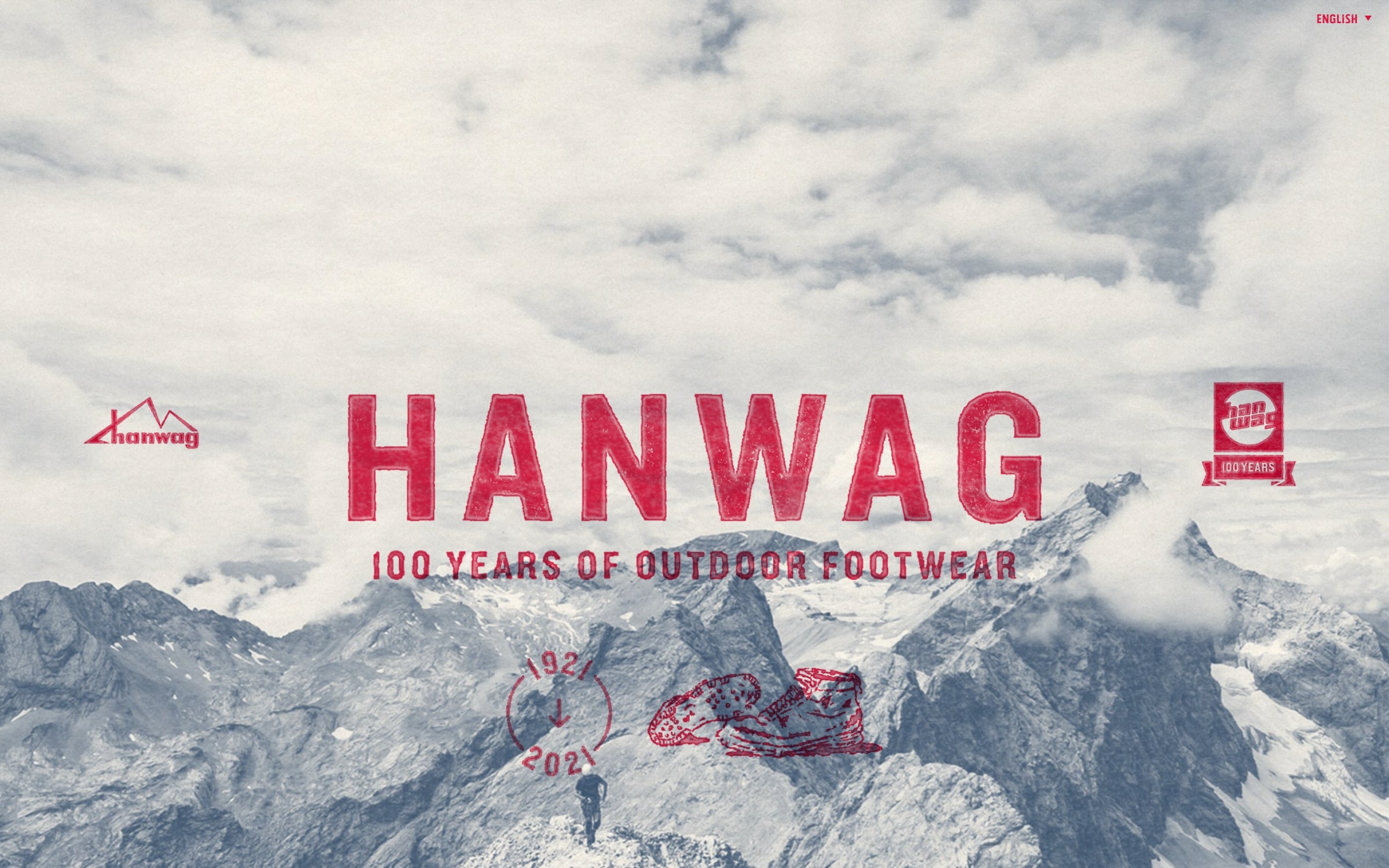 Screenshot of Hanwag - 100 Years of footwear's homepage