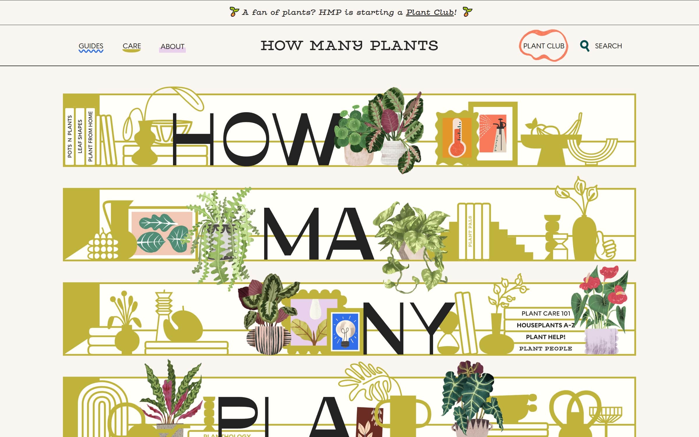 Screenshot of How Many Plants's homepage