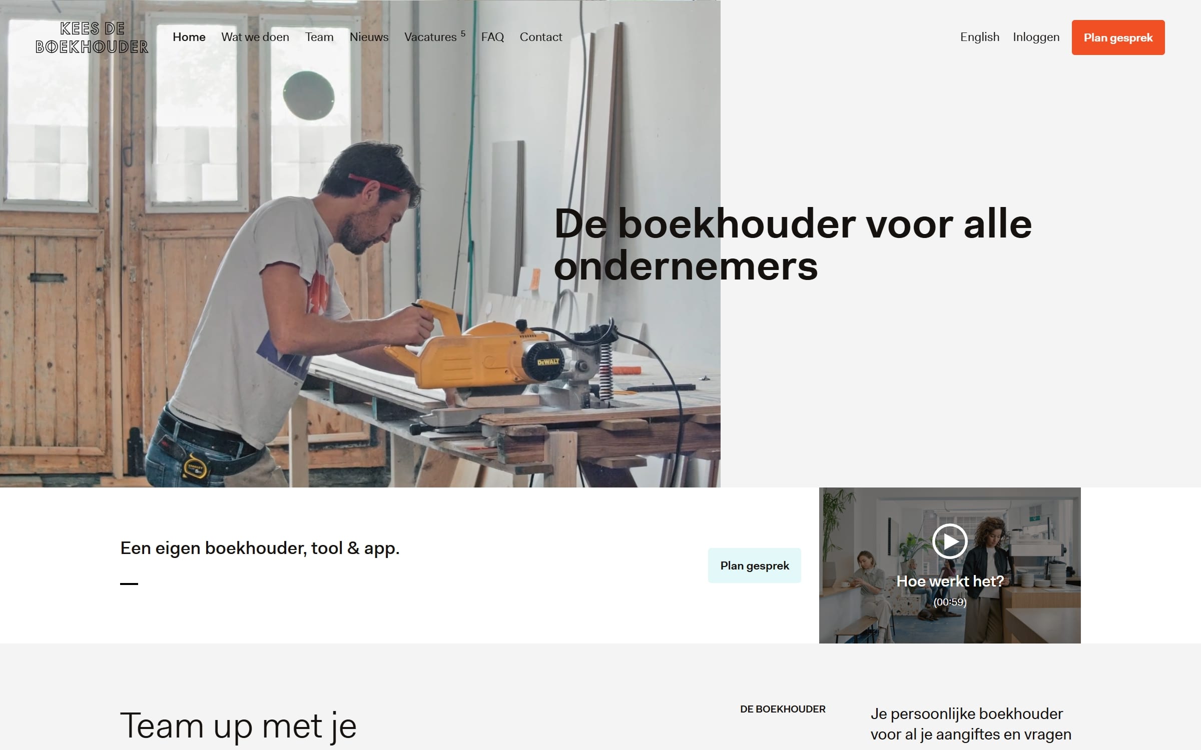 Screenshot of Kees de Boekhouder homepage