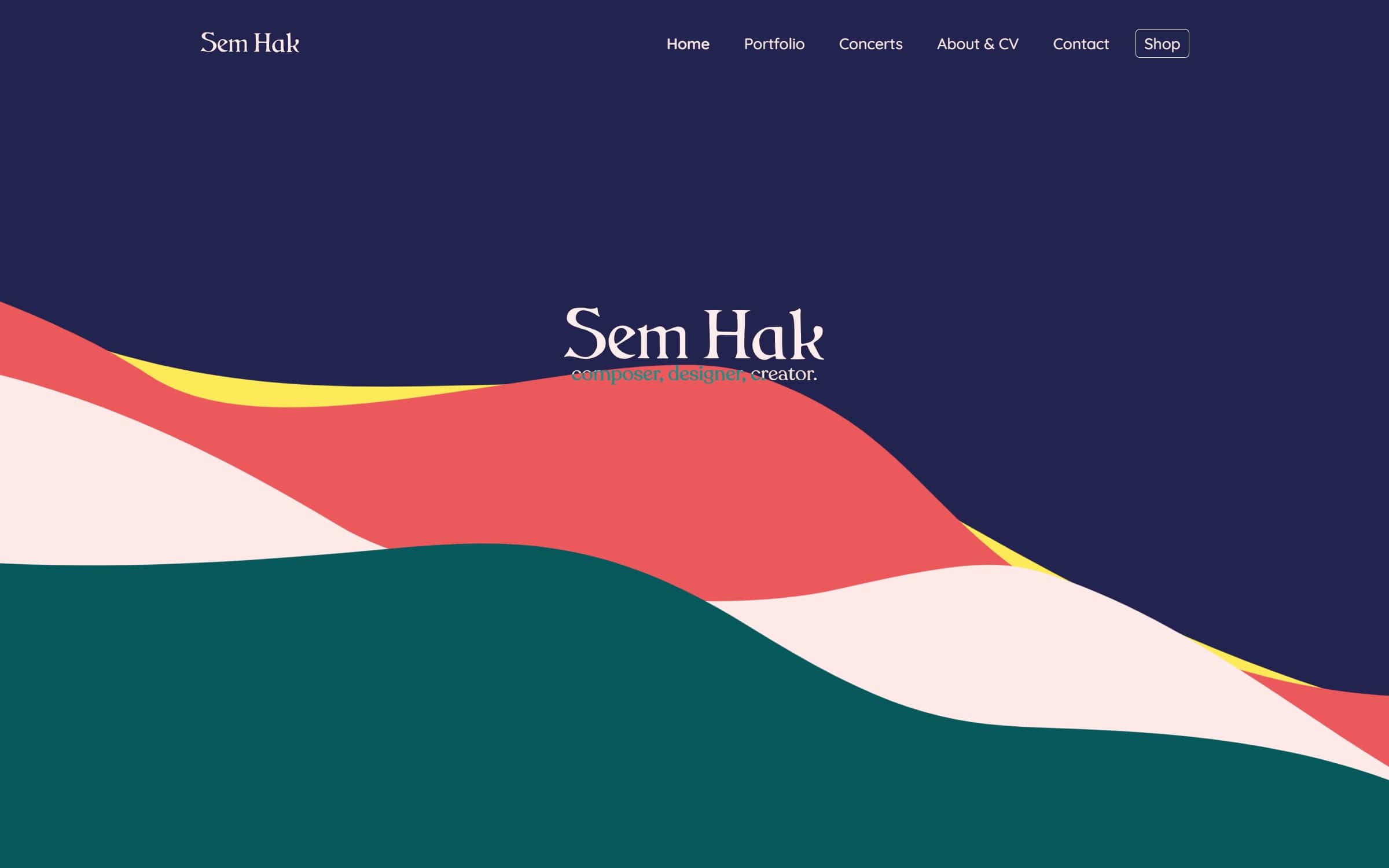 Screenshot of Sem Hak's homepage