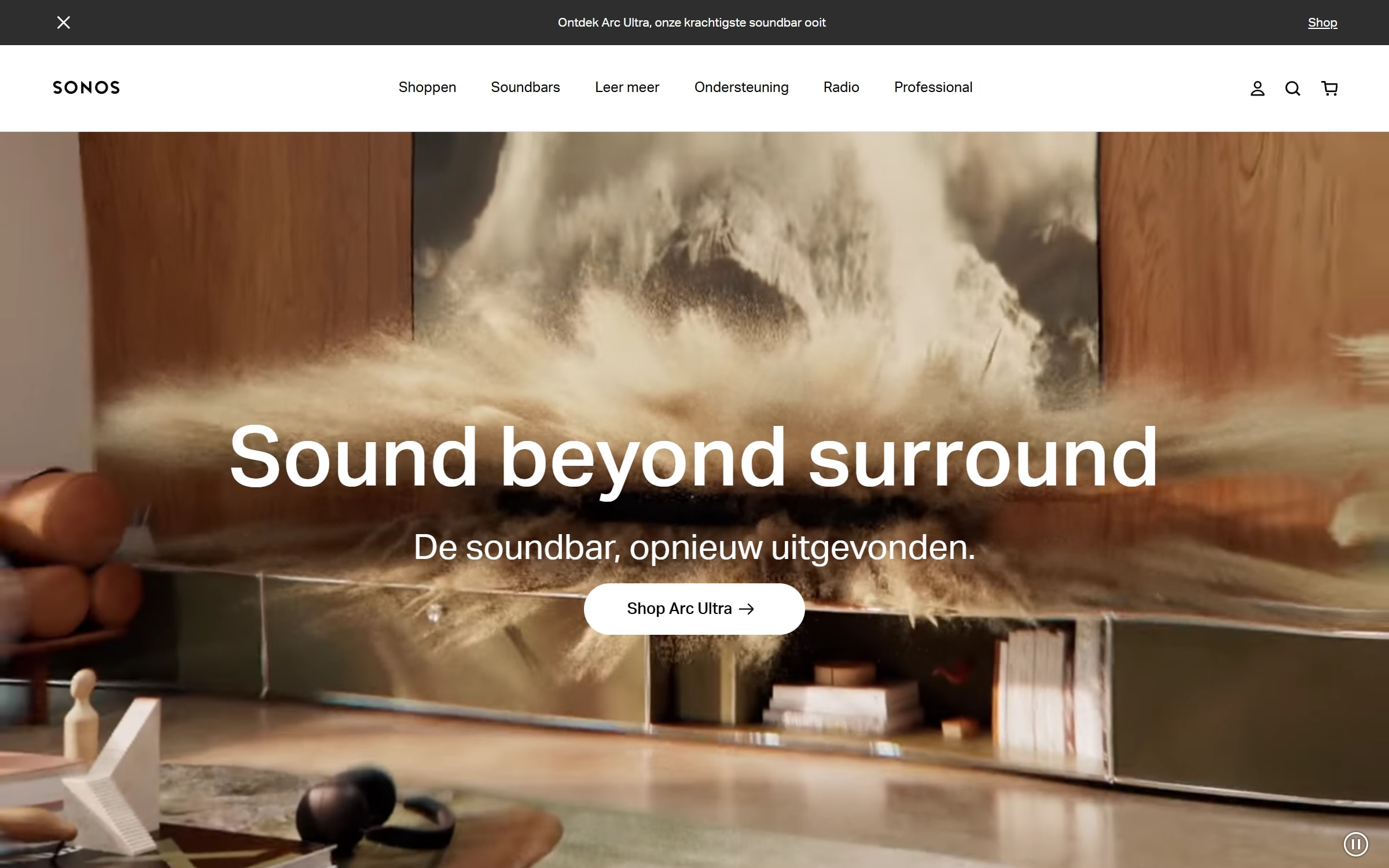 Screenshot of Sonos' homepage