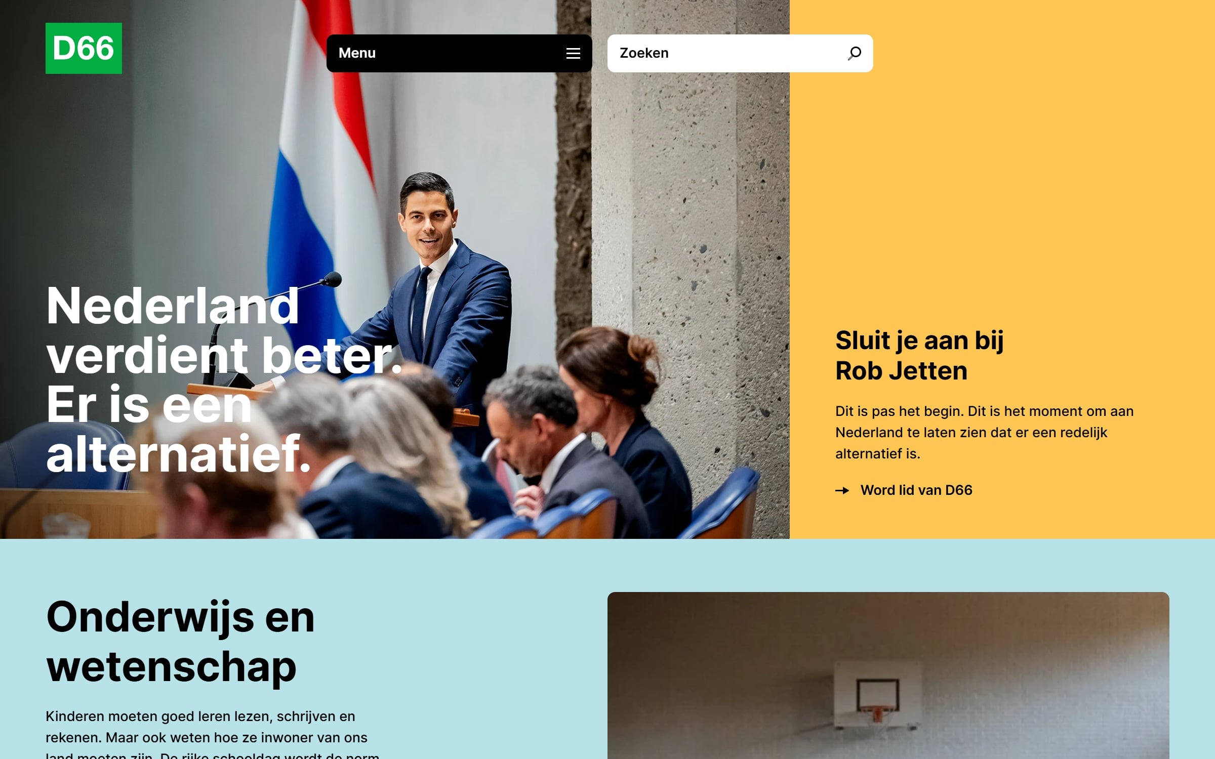 Screenshot of d66's homepage